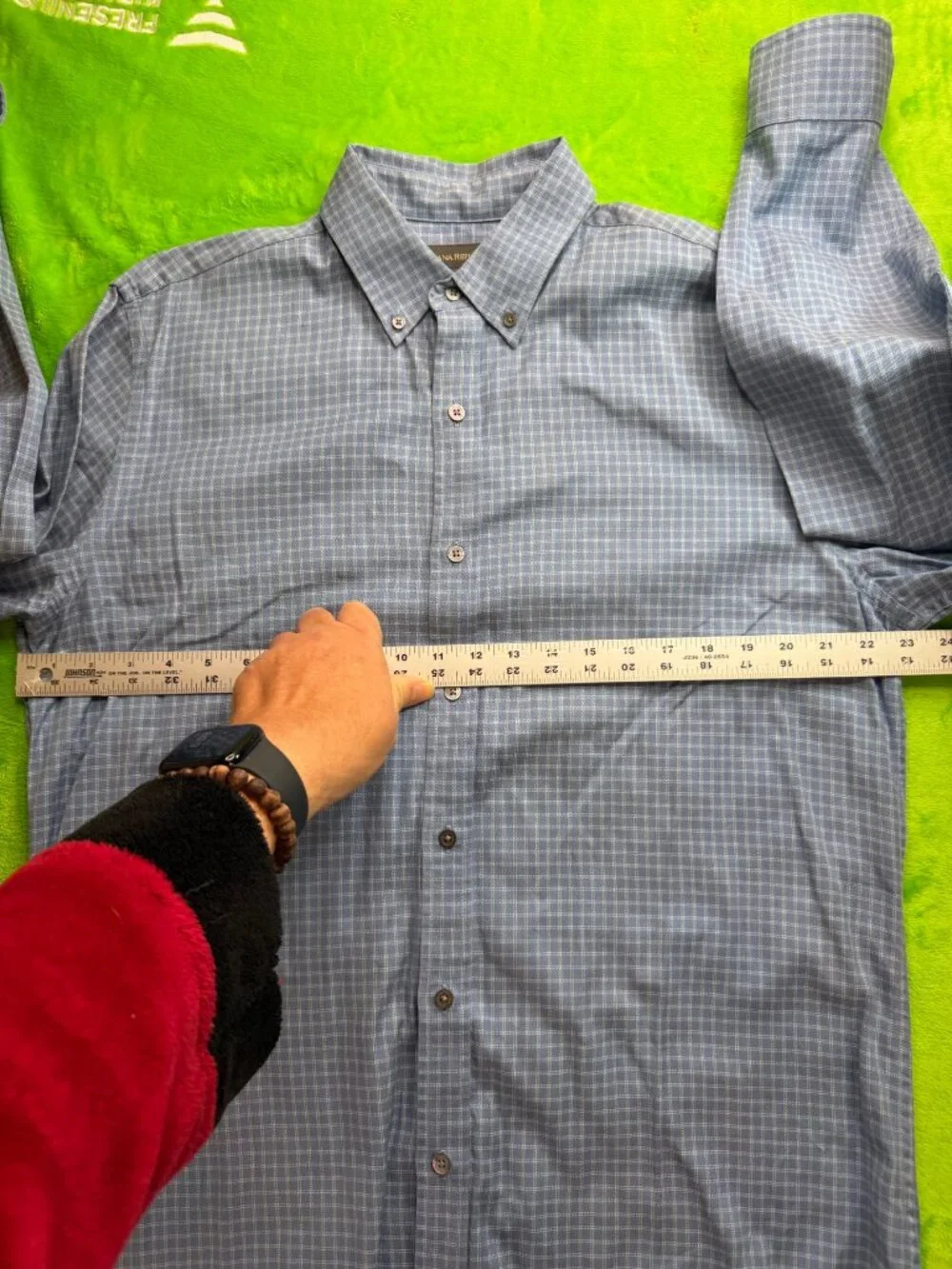 Banana Republic Blue Plaid Button-Up Shirt Mens Sz L